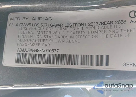 2014 Audi A5 2.0T Premium z USA, uszkodzony, nr VIN WAULFAFH8EN010877